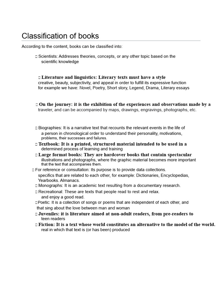 Classification of Books | PDF