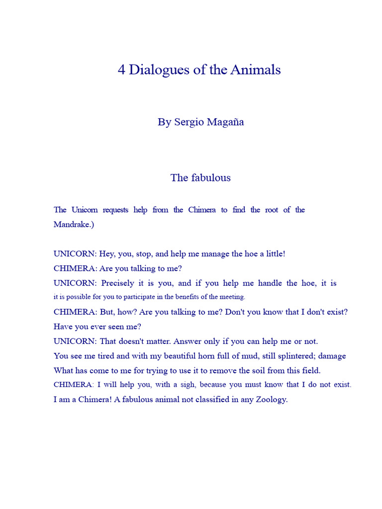 Dialogues of Mythical Animals | PDF | Frog | Amphibian