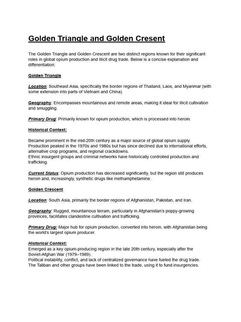 Golden Triangle vs. Golden Crescent | PDF | Illegal Drug Trade | Social ...