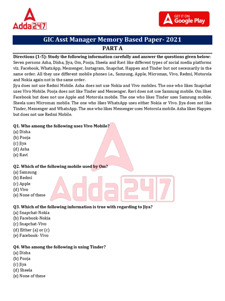 GIC Assistant Manager 2021 Memory Paper | PDF | Particulates | Climate ...