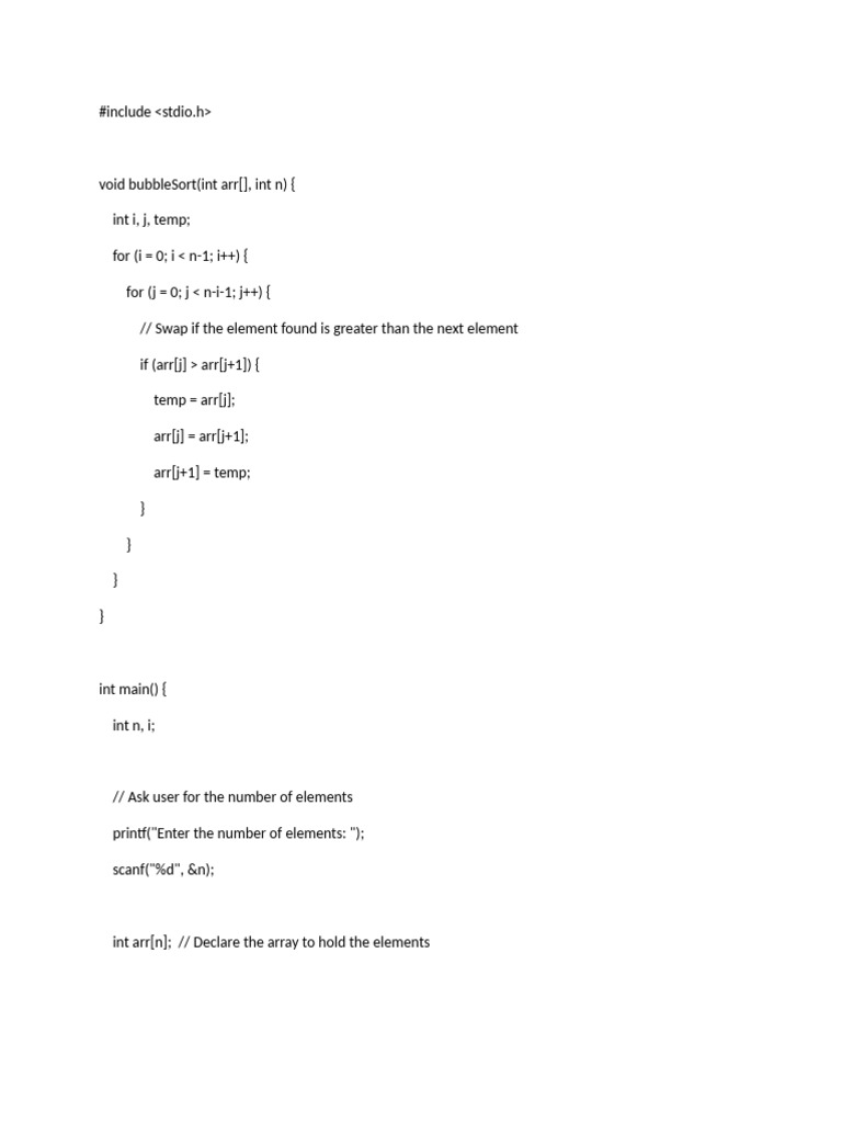C Bubble Sort Algorithm Example | PDF