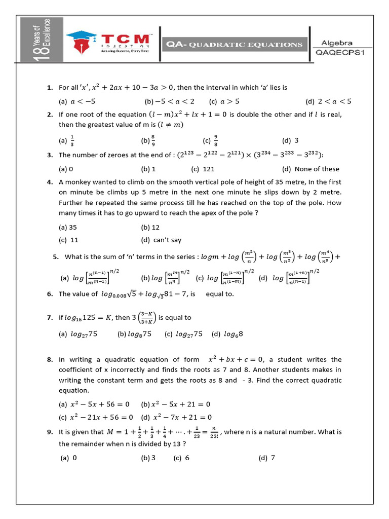 Math Problem Solving Practice Questions | PDF | Mathematical Analysis ...