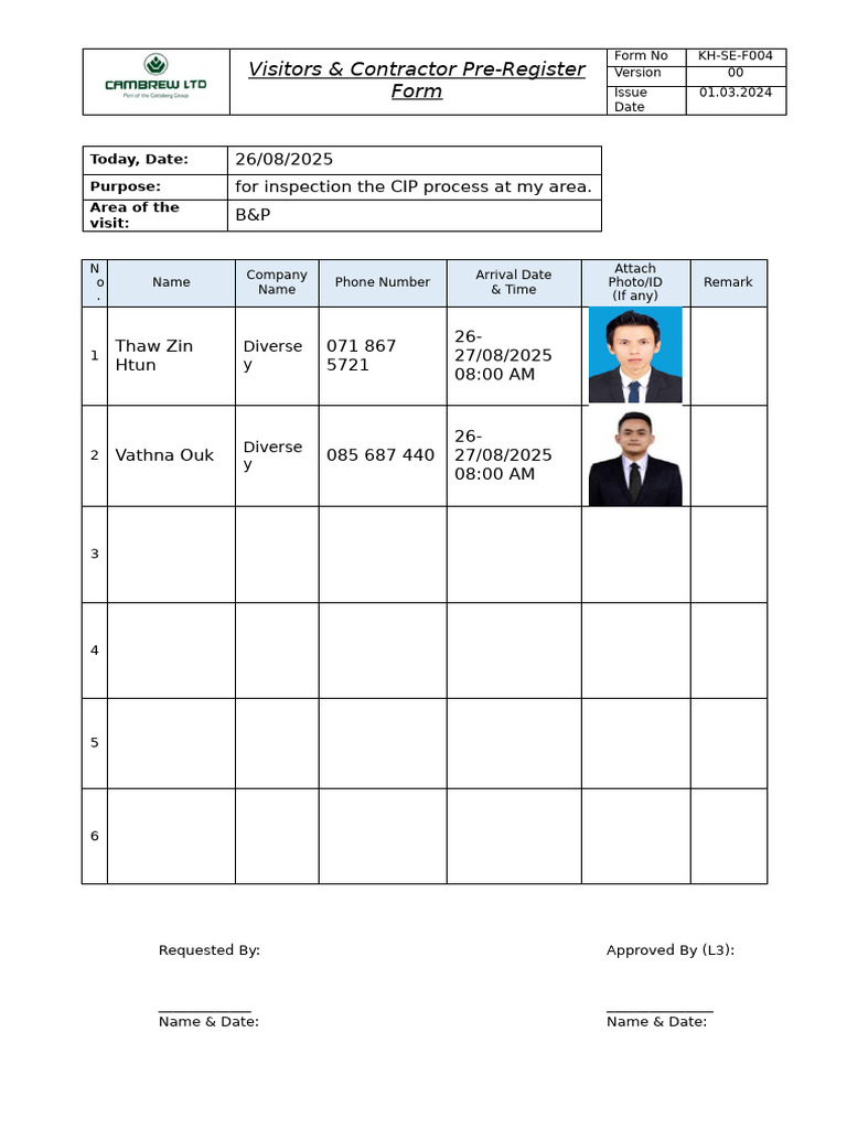 Pre Register Form Cambrew Entry | PDF