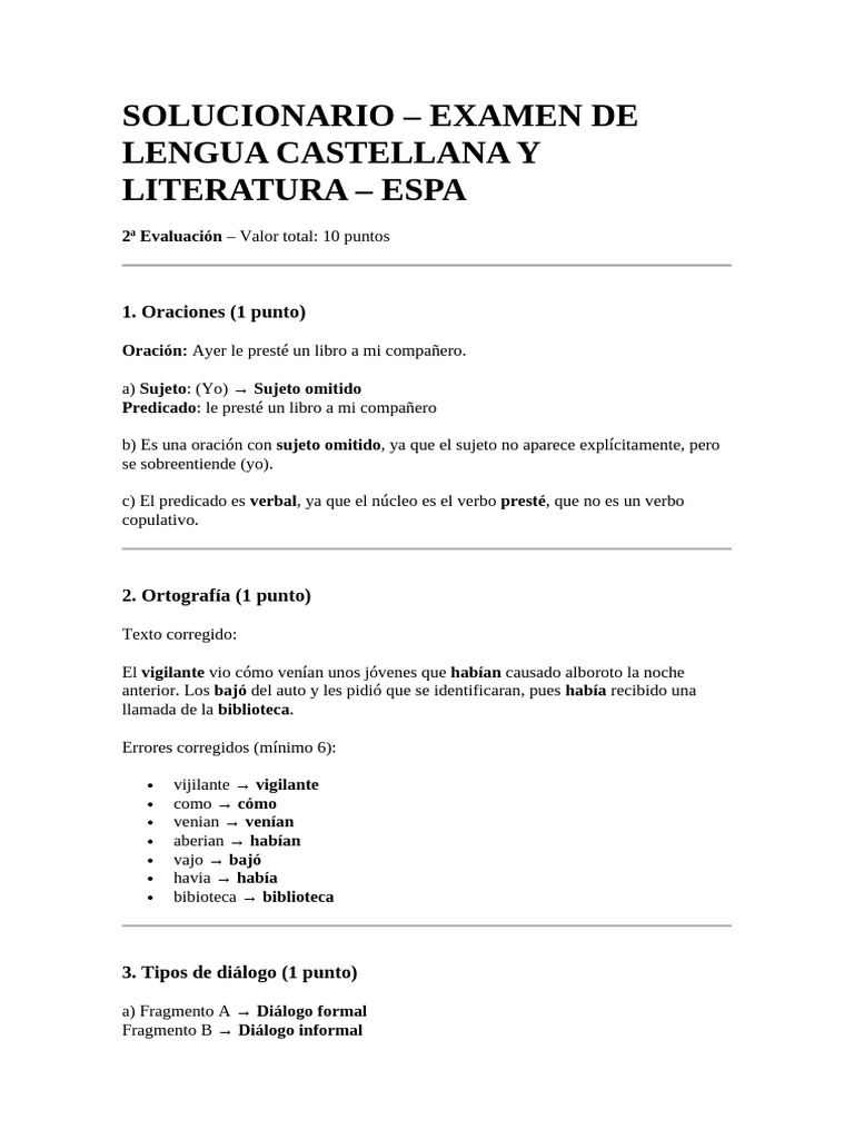 Examen de Lengua Castellana y Literatura | PDF | Asunto (gramática) | Verbo