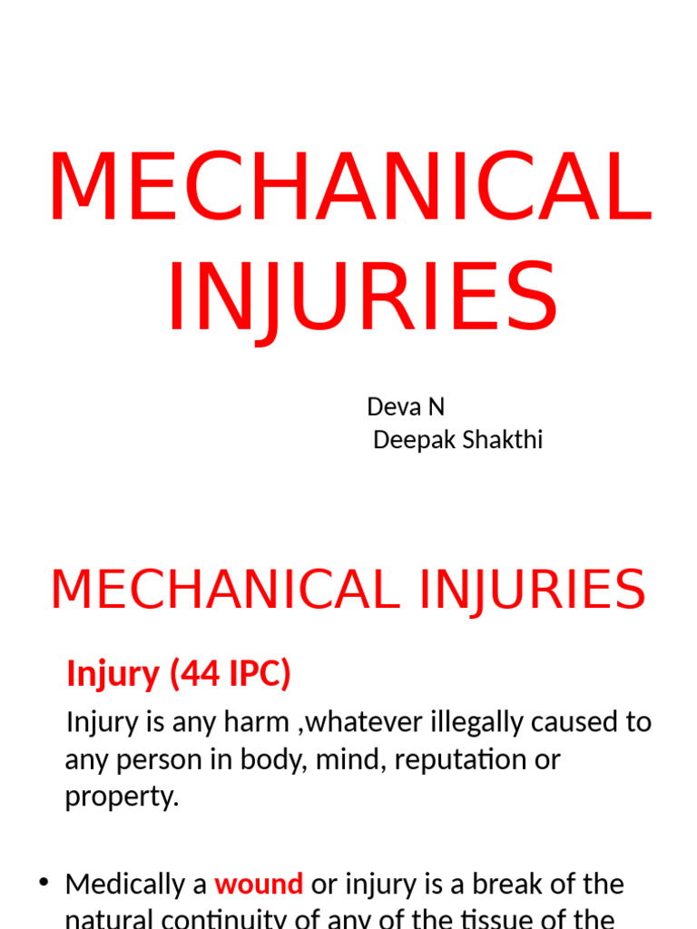 Mechanical Injuries | PDF | Wound Healing | Medical Specialties