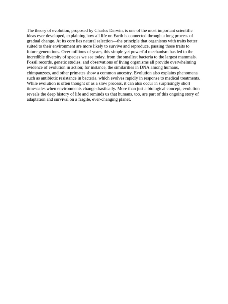 Understanding Darwin's Theory of Evolution | PDF