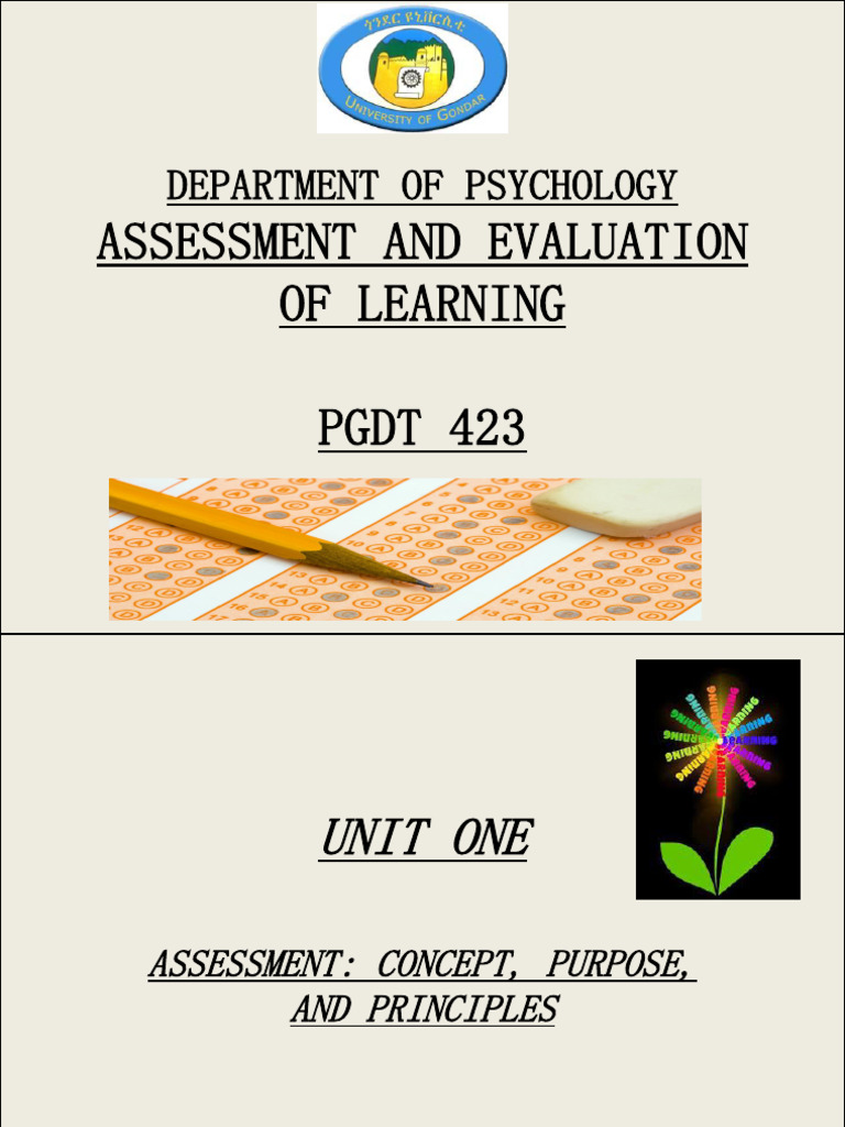 Assessment and Evaluation of Learning - PGDT 423 | PDF | Educational ...