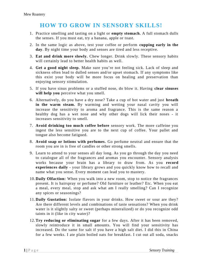 Enhance Your Coffee Sensory Skills | PDF | Taste | Senses