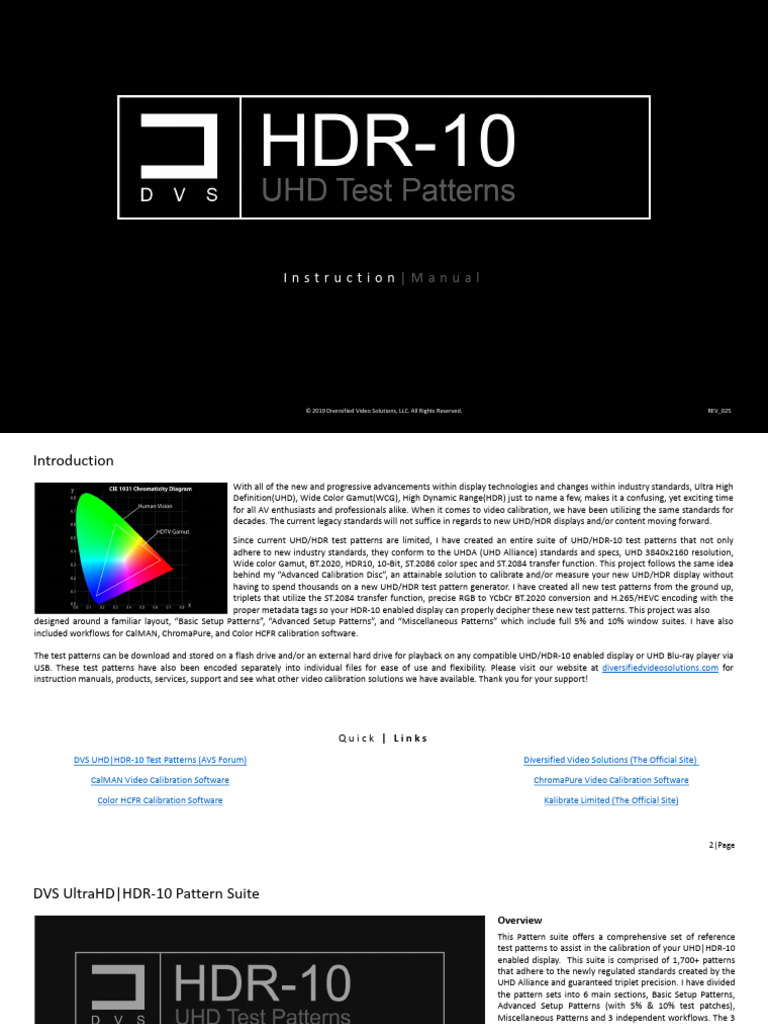 UHD HDR-10 Calibration Test Patterns | PDF | Contrast (Vision) | Video