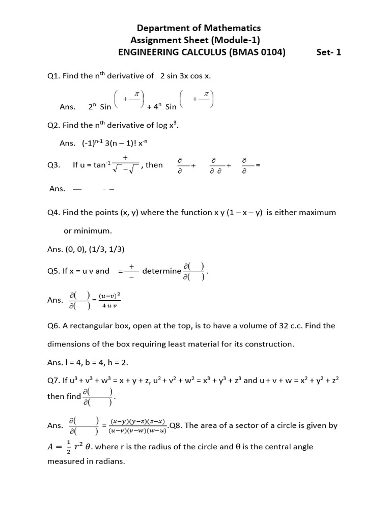 Engineering Calculus Assignment Solutions | PDF | Resistor | Electricity
