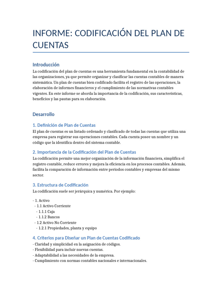 Codificación del Plan de Cuentas Contables | PDF | Contabilidad ...