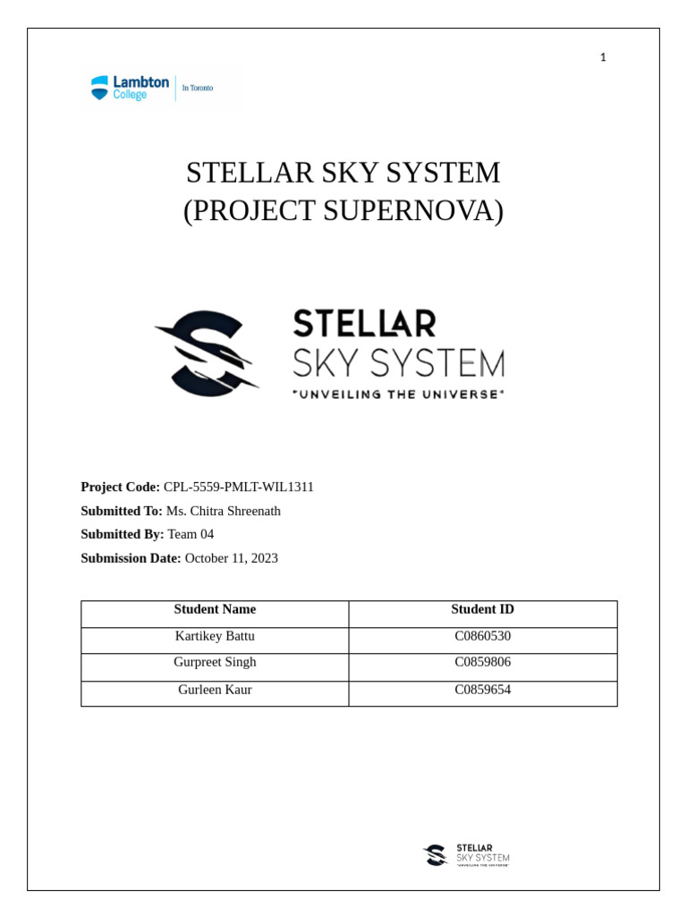 2023 - CPL5559 - Stellar Sky System - Team 04 | PDF | Agile Software ...