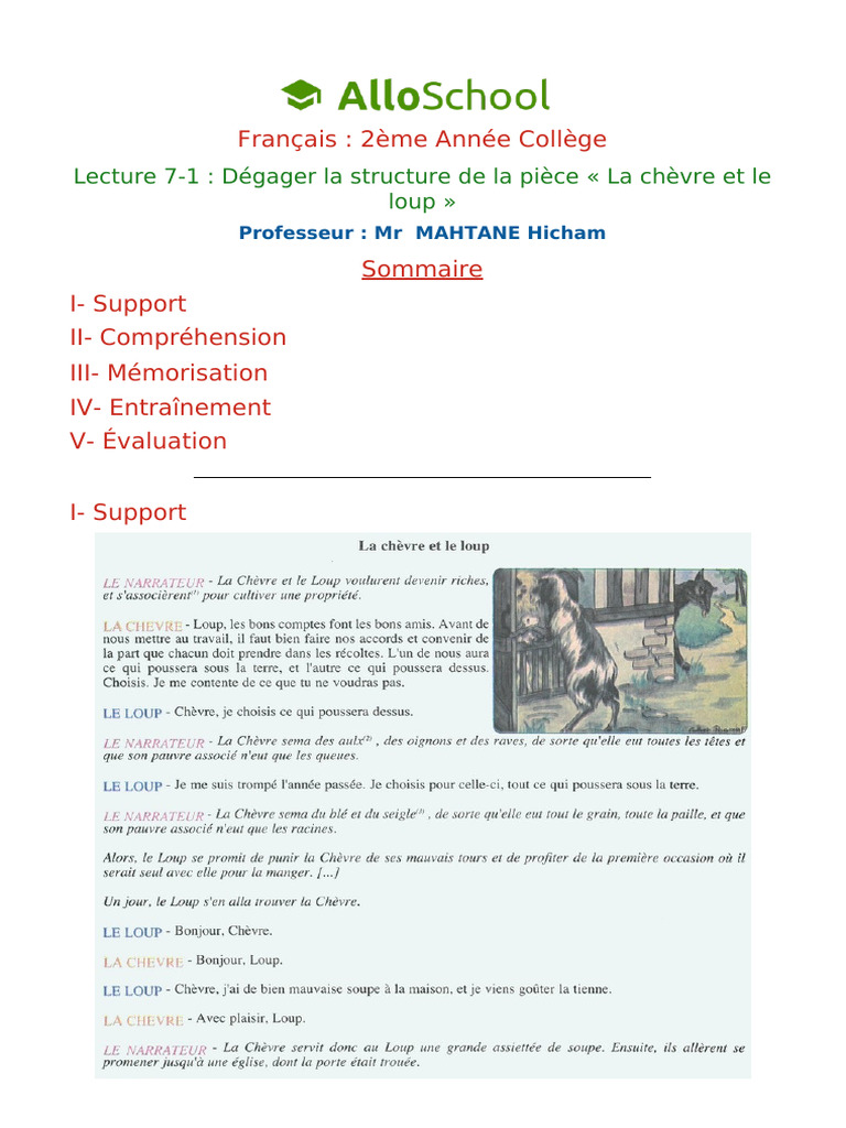Analyse de la pièce "La chèvre et le loup" | PDF