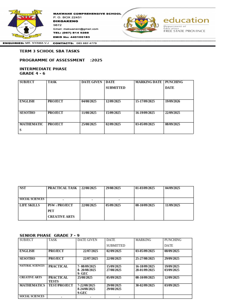 Term 3 School Sba Tasks - Docx3 | PDF