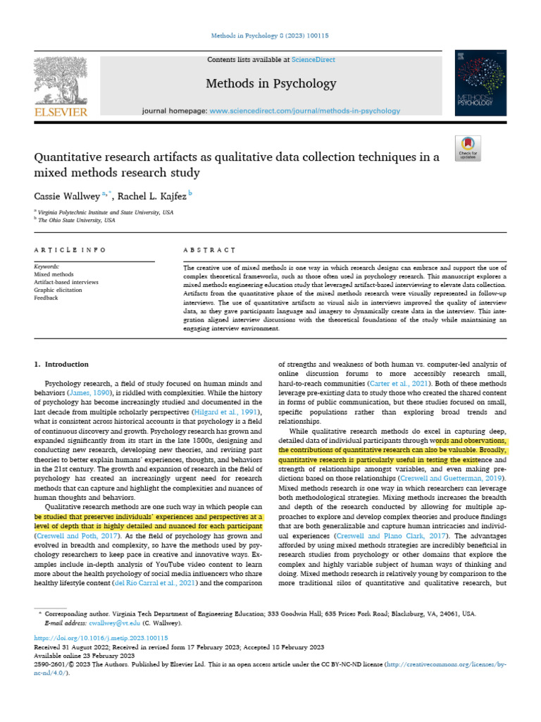 Enhancing Mixed Methods in Psychology | PDF | Qualitative Research ...