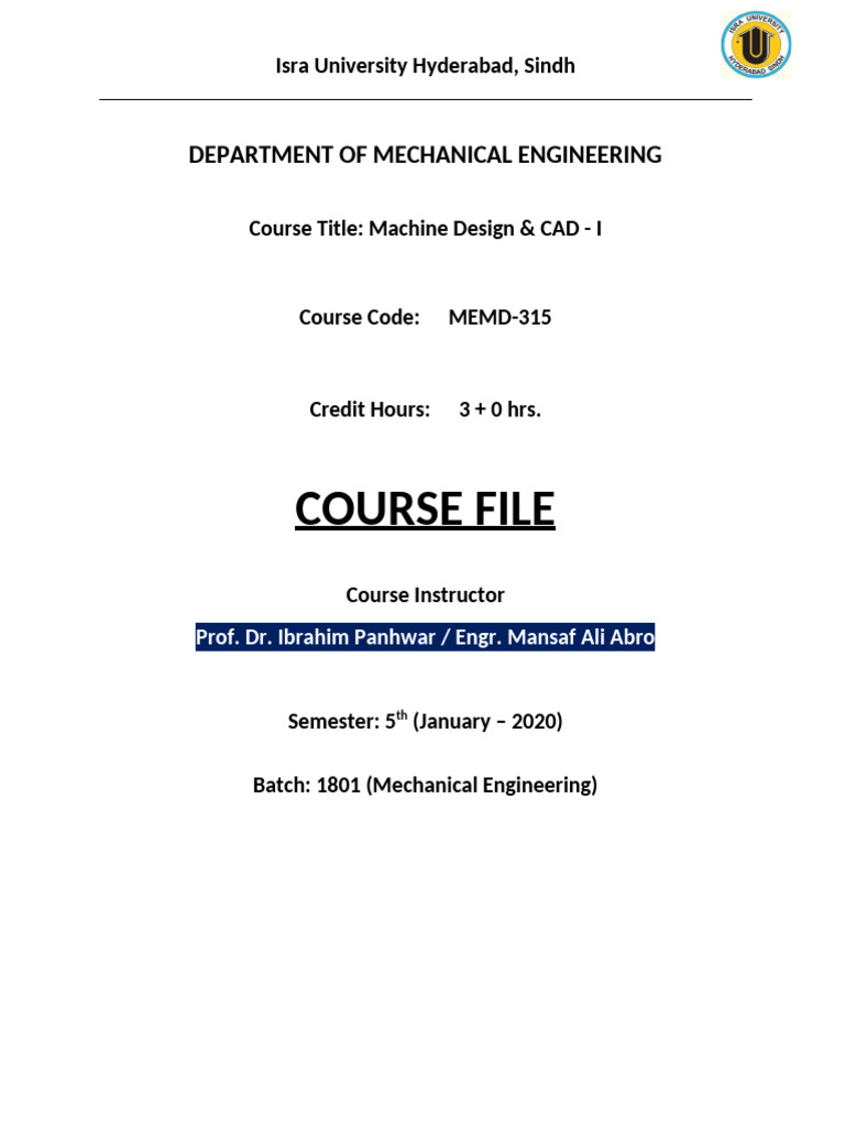 Machine Design and CAD course folder | PDF | Gear | Engineering