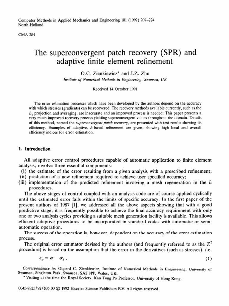 Zienkiewicz_1992 | PDF | Finite Element Method | Algorithms