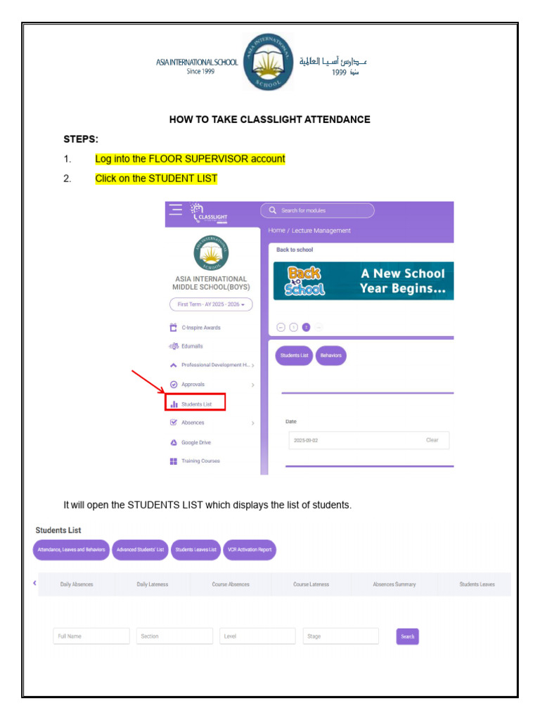 Classlight Attendance Guide | PDF