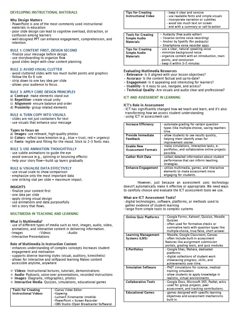 Effective Instructional Material Design | PDF | Educational Assessment ...