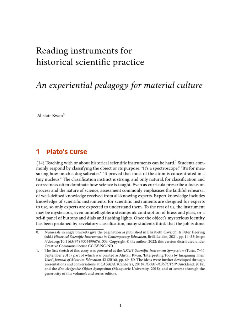 Teaching Historical Scientific Instruments | PDF | Knowledge | Expert