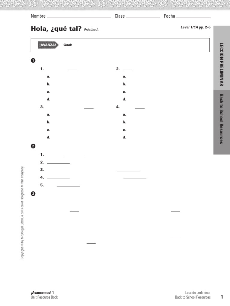 Hola Que Tal - Practice | PDF
