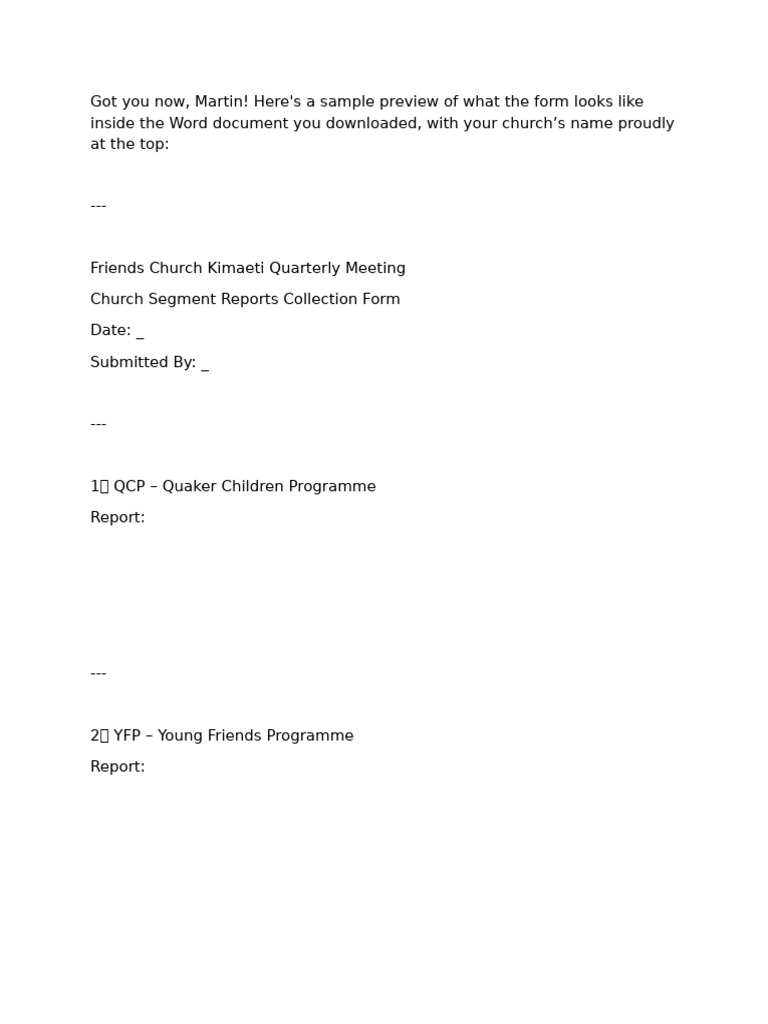 Chrch Report Form | PDF