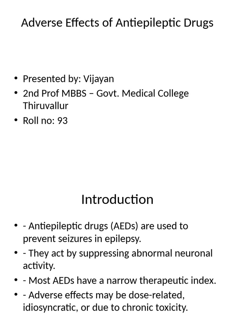 Adverse Effects of Antiepileptic Drugs | PDF