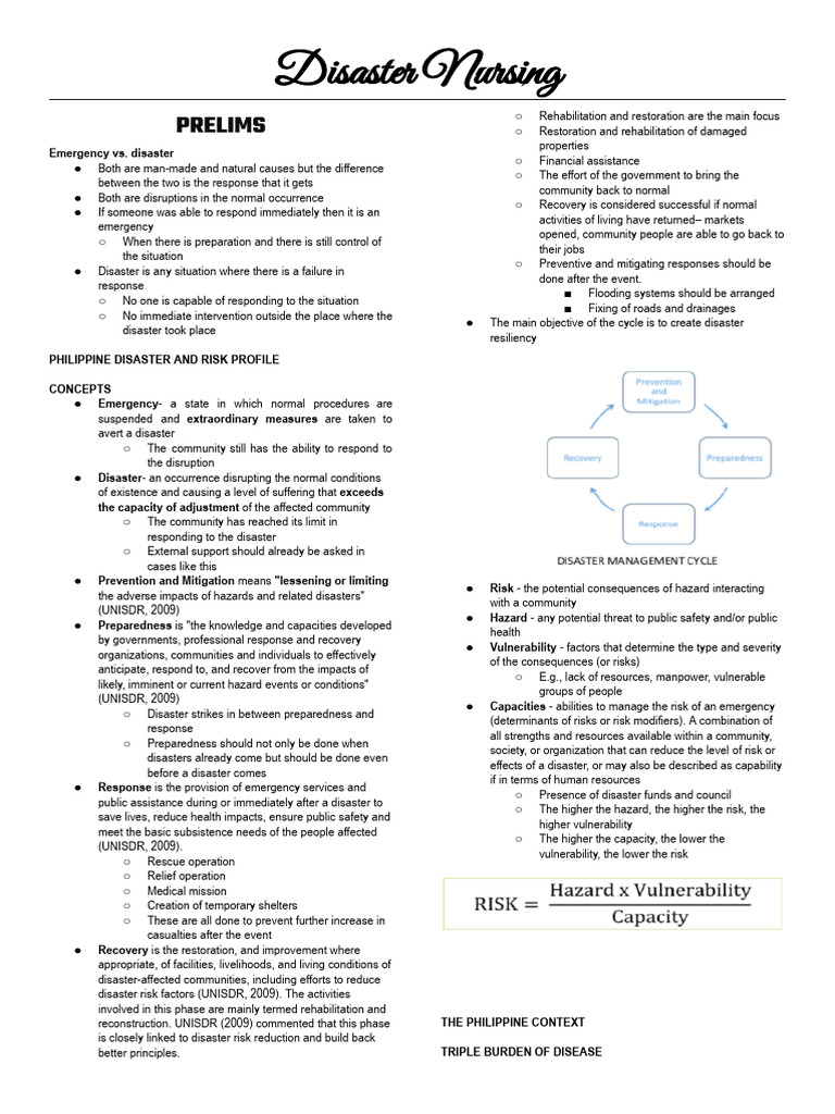 Disaster Nursing Notes | PDF | Emergency Management | Hazards