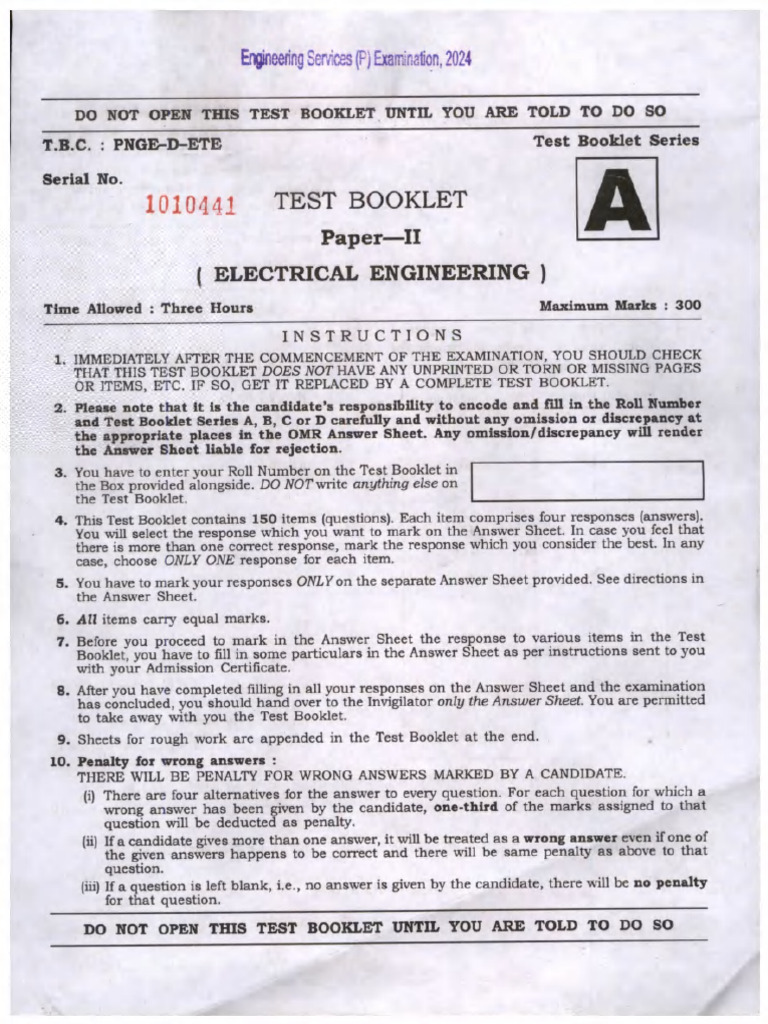 Compressed UPSE ESE 2024 ELECTRICAL ENGINEERING Paper II | PDF