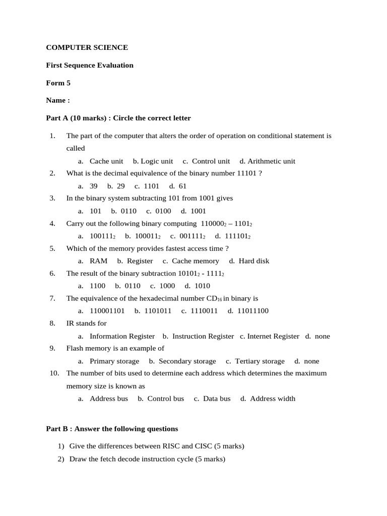 Computer Science Sequence Evaluation | PDF