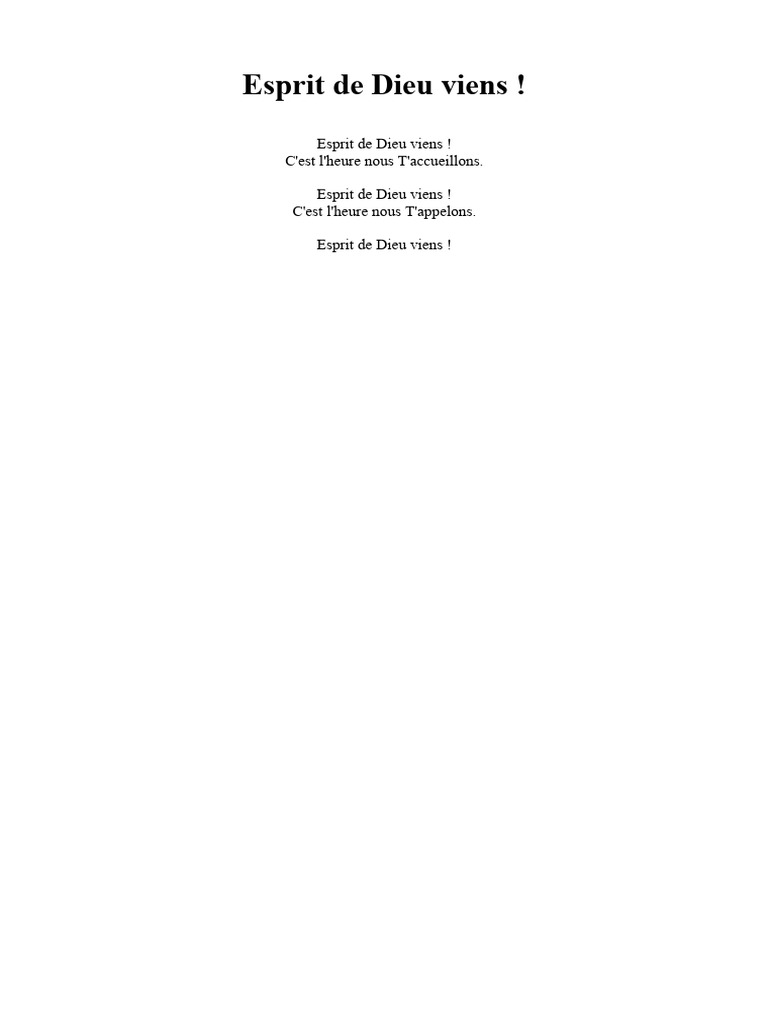 Esprit de Dieu Viens Paroles | PDF