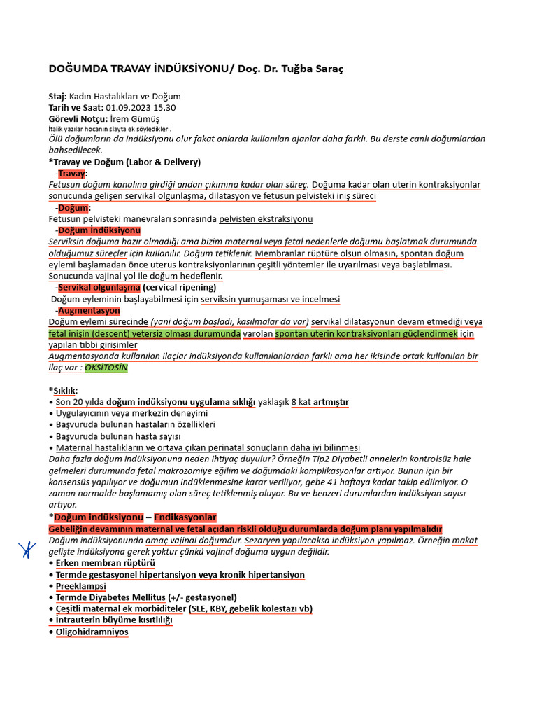 2023.09.01 15.30 Doğumda Travay Indüksiyonu | PDF