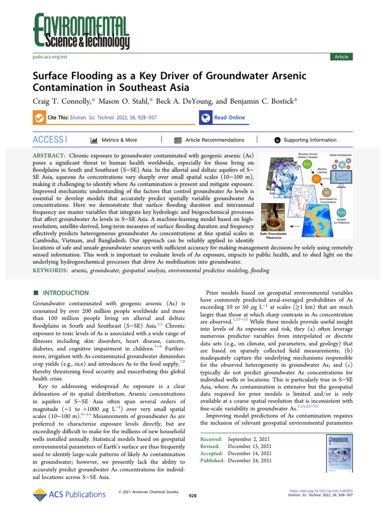 Groundwater Arsenic from Flooding in Asia | PDF | Groundwater | Flood