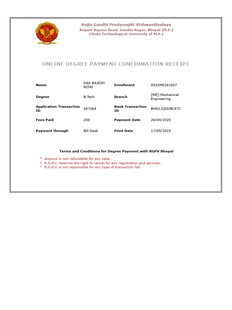 Due Payment Receipt | PDF