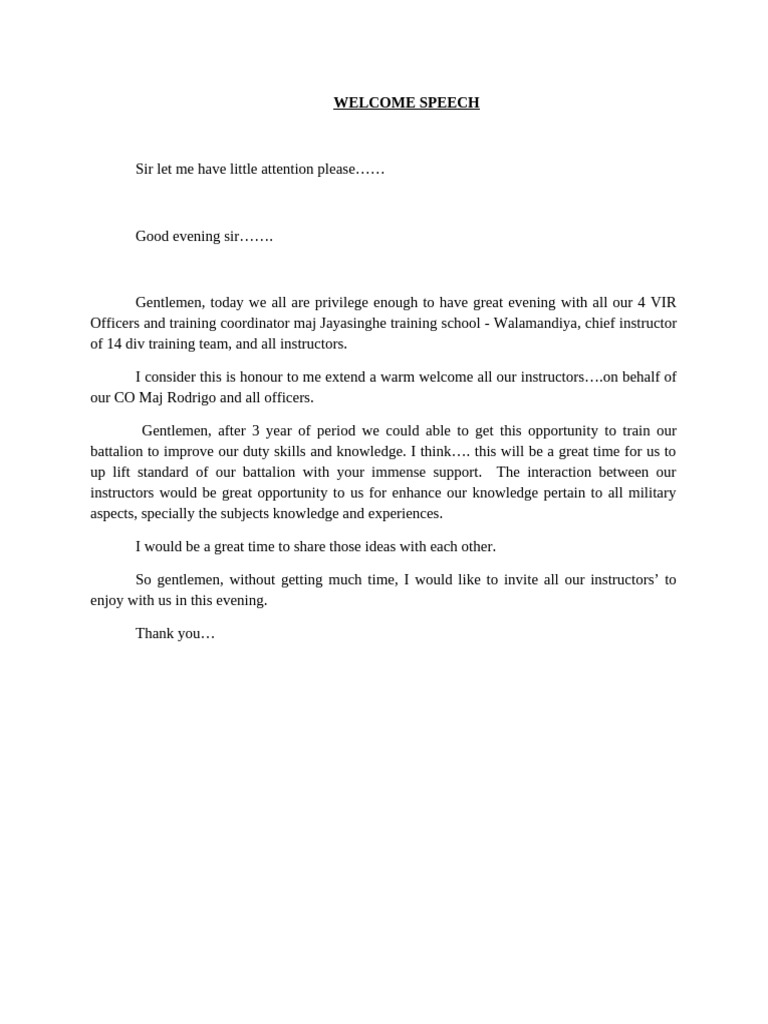 Welcome Speech | PDF