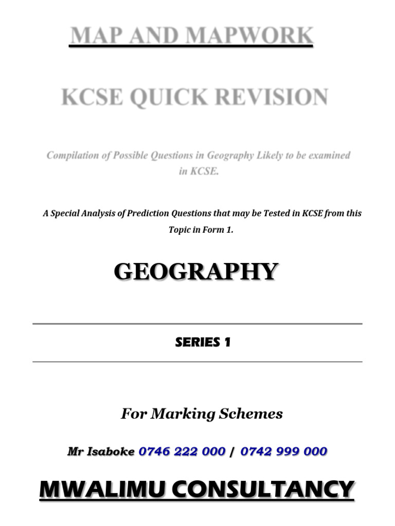 KCSE Mapwork Questions & Answers Guide | PDF | Map | Geographical ...