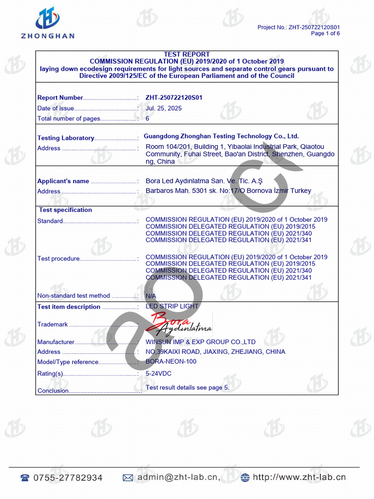 ZHT 250722120s01 - Bora Neon 100 Erp Report | PDF | Electromagnetic ...