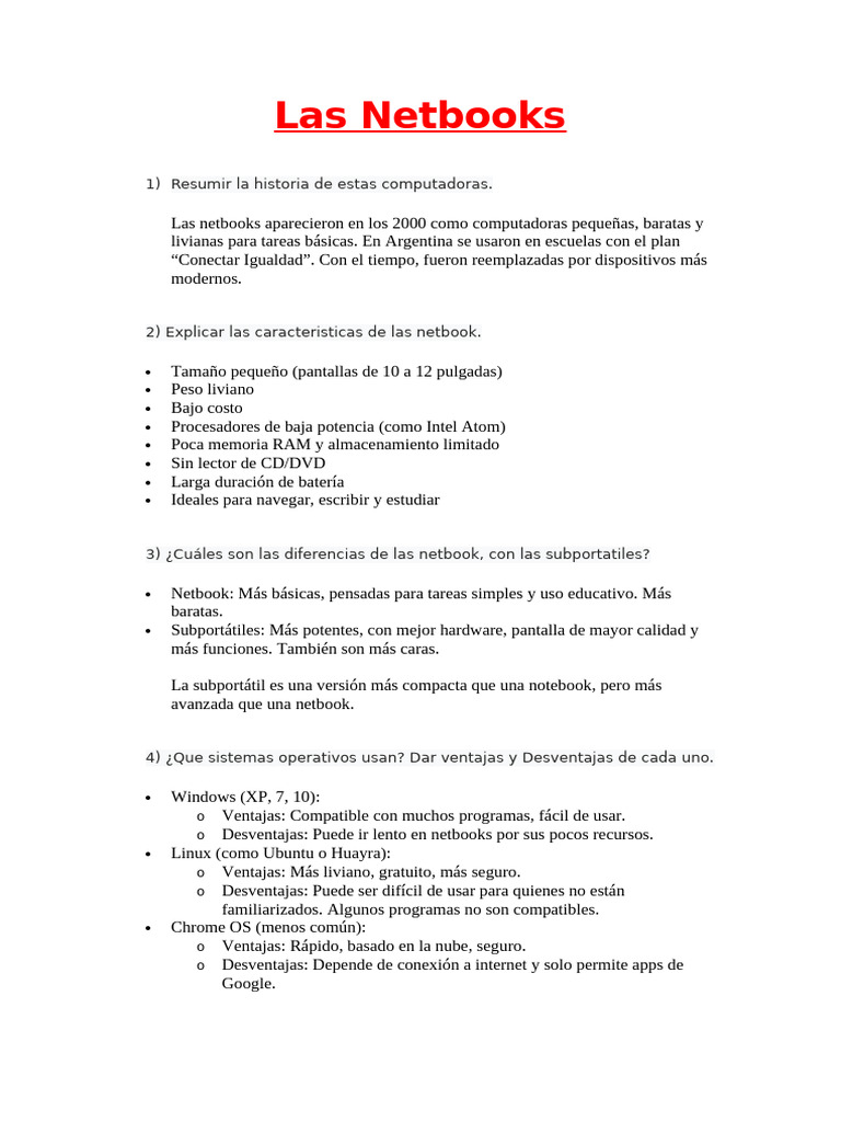 Historia y características de las netbooks | PDF | Tableta | Ordenador ...