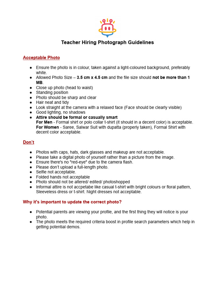 Photograph Guidelines | PDF