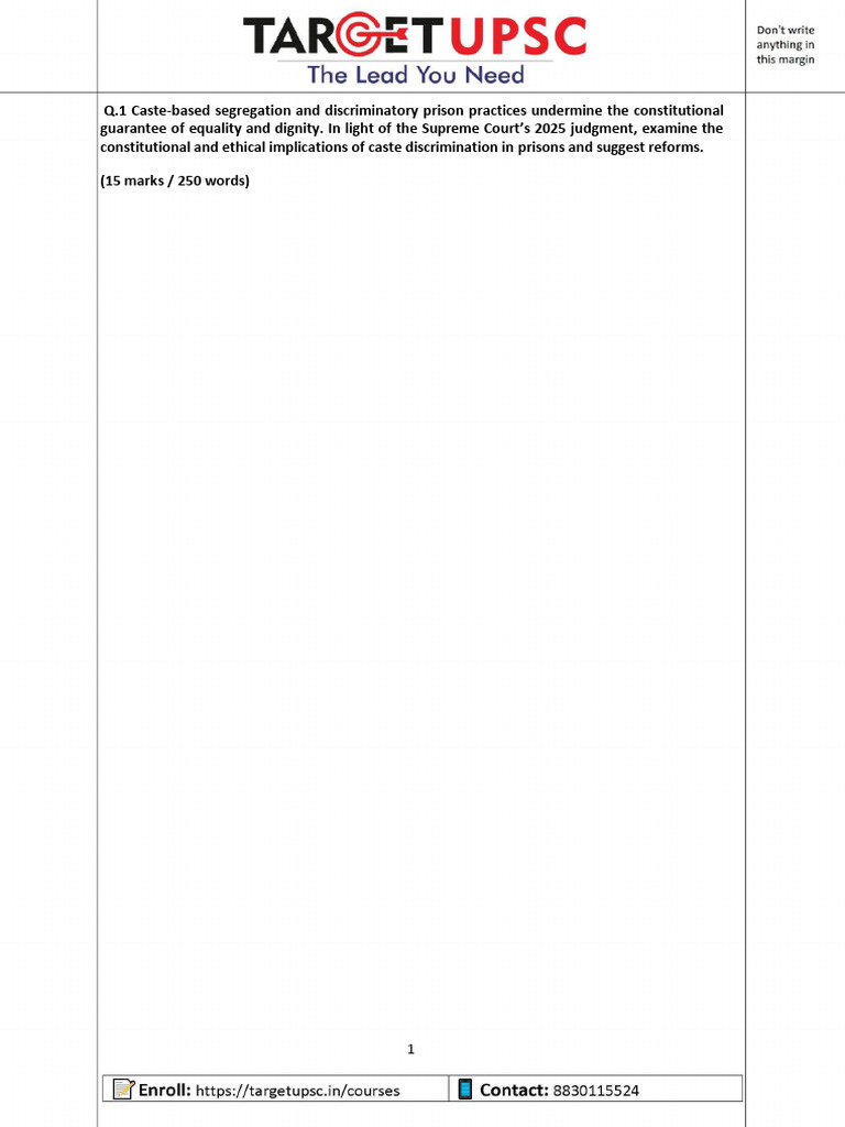 Caste Discrimination and Prison Reforms | PDF