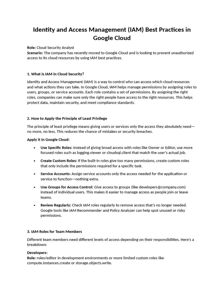 IAM Best Practices for Google Cloud Security | PDF | Cloud Computing ...
