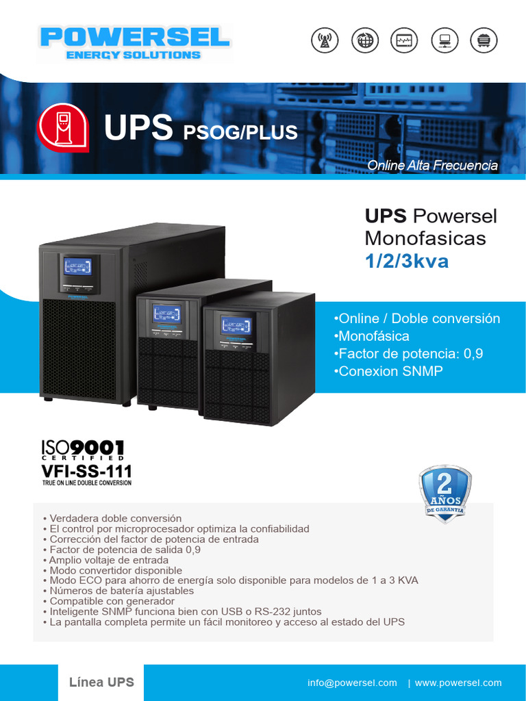 Ups Marca Powersel Serie Psog-Plus 1-2-3 Kva On Line Torre Monofasicas ...