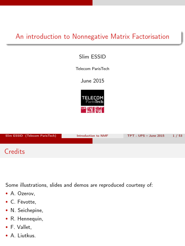 Introduction to Nonnegative Matrix Factorization | PDF | Mathematical ...