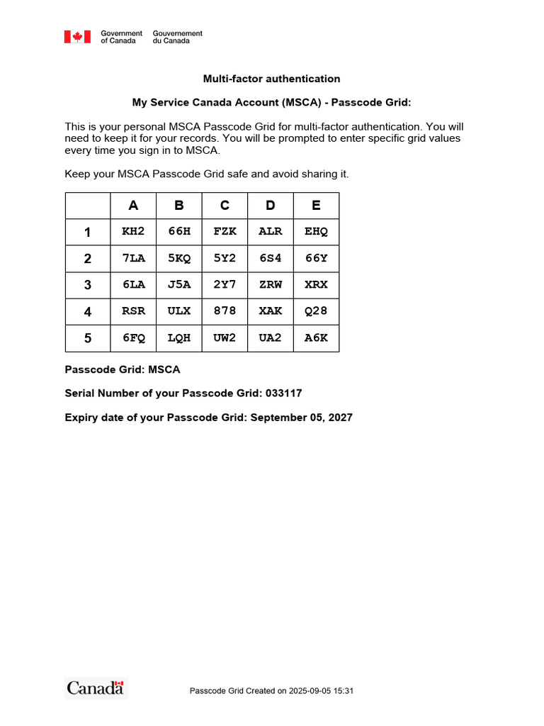 MSCA Passcode Grid for Authentication | PDF
