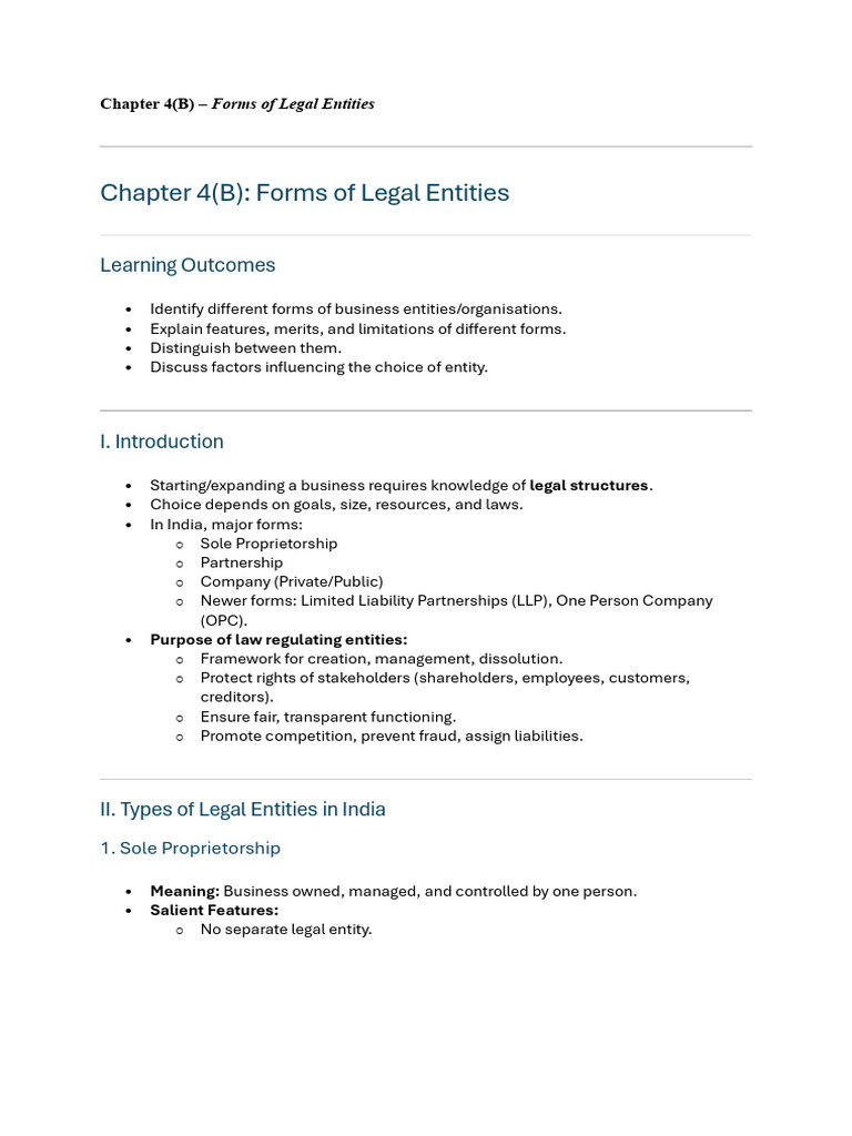 Forms of Legal Entity | PDF | Limited Liability Partnership | Partnership