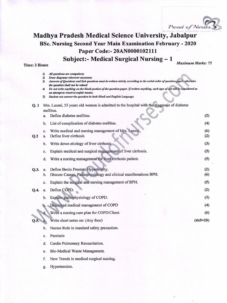 2020 B.SC 2nd Medical Surgical Nursing @ | PDF