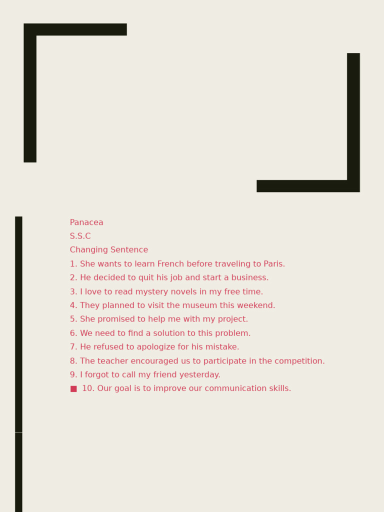 Sentence Transformation Examples | PDF