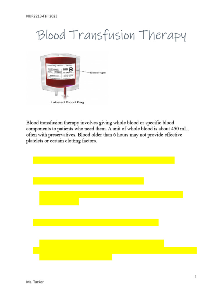 Blood Transfusion Therapy Overview | PDF | Blood Transfusion | Blood
