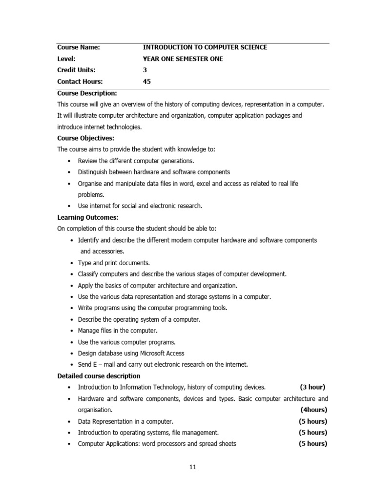 Tcem1102 Course Outline | PDF | Computer Programming | Data