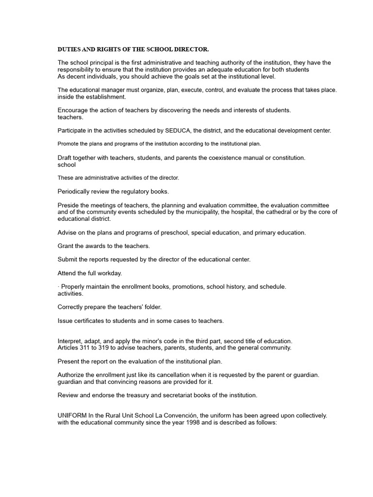 Principal Duties and Responsibilities | PDF | Teachers | Social Psychology